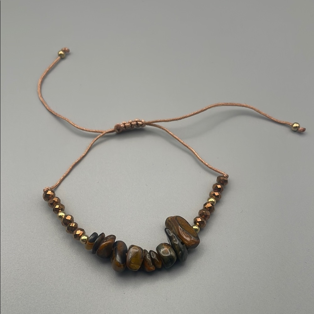 Natural Stone and Bead Adjustable Bracelet